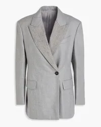 Brunello Cucinelli Bead-embellished wool-flannel blazer - Gray Gray