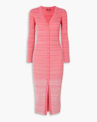 STAUD Shoko striped ribbed-knit midi dress - Pink Pink