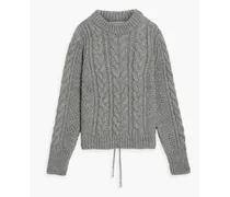 Cutout cable-knit wool and alpaca-blend sweater - Gray