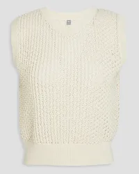 Totême Faux pearl-embellished cotton vest - White White