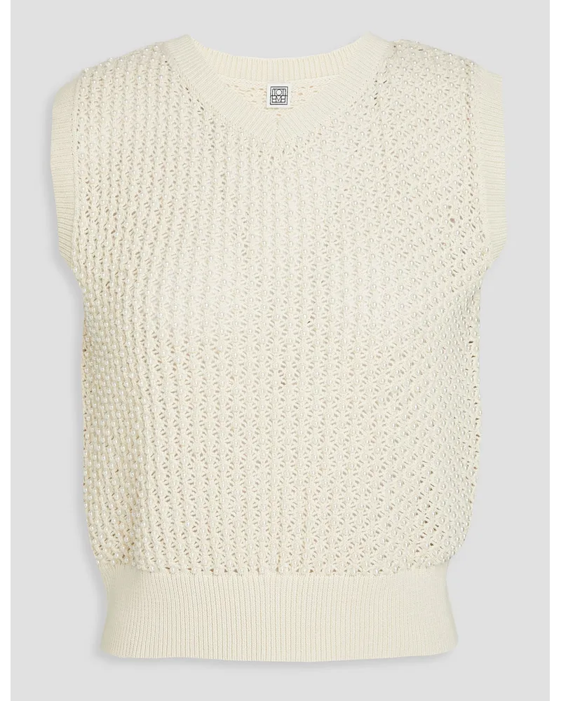 Totême Bead-embellished knitted vest - White White