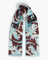 Valentino Garavani Printed linen and silk-blend scarf - Blue Blue