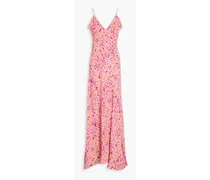 Floral-print jacquard maxi slip dress - Pink