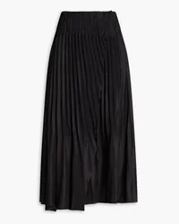 Vince Pleated satin midi skirt - Black Black