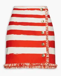 Zimmermann Fringed striped cotton-canvas mini skirt - Red Red