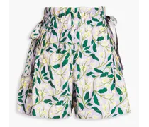 Janeiro bow-detailed floral-print cotton shorts - Purple