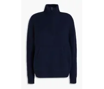 Ribbed cashmere half-zip sweater - Blue