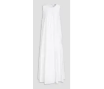 Elena smocked slub TENCEL™-blend maxi dress - White