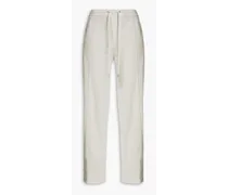 Cotton-blend twill straight-leg pants - Gray