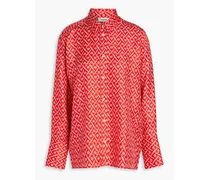 Carlota printed silk-twill shirt - Red