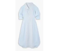 Pinstriped cotton shirt dress - Blue