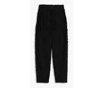 Appliquéd guipure lace tapered pants - Black