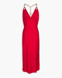 Moschino Chain-embellished satin-crepe midi dress - Red Red