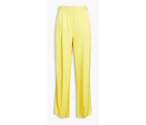 Pleated satin wide-leg pants - Yellow