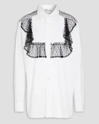 RED Valentino Ruffled point d'espirit-trimmed stretch-cotton poplin shirt - White White