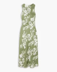 Reformation Casette cutout floral-print linen maxi dress - Green Green