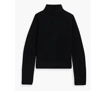 Olive ribbed merino wool turtleneck sweater - Black