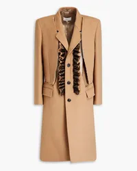 Maison Margiela Tulle-trimmed brushed camel hair coat - Brown Brown