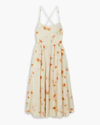 Jason Wu Open-back floral-print cotton and silk-blend midi dress - Neutral Neutral