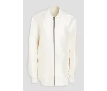 Oversized crinkled silk bomber jacket - White