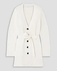 Proenza Schouler Belted ribbed cotton and cashmere-blend cardigan - White White