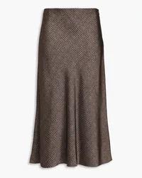 Vince Houndstooth satin midi skirt - Brown Brown