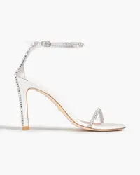 Stuart Weitzman PVC-trimmed crystal-embellished leather sandals - White White