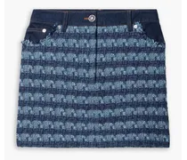 Trufino cotton-blend tweed and denim mini skirt - Blue