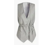 Bead-embellished metallic wool-blend vest - Gray