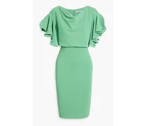 Ruffled draped crepe dress - Green