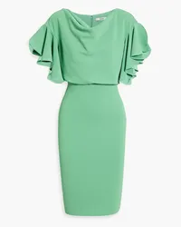 Badgley Mischka Ruffled draped crepe dress - Green Green