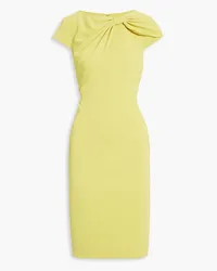 Badgley Mischka Bow-embellished crepe dress - Yellow Yellow