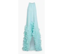 Ruffled chiffon gown - Blue