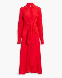 Victoria Beckham Gathered silk crepe de chine midi shirt dress - Red Red