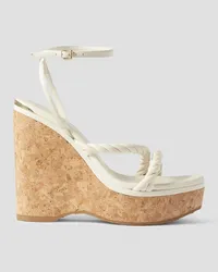 Jimmy Choo Diosa 130 twisted leather wedge sandals - White White