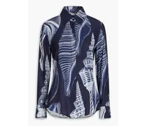 Willow printed silk-cady shirt - Blue