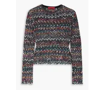 Missoni Striped metallic crochet-knit wool sweater - Black Black