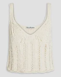 Acne Studios Cropped crochet-knit cotton-blend tank - White White