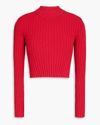 Aje. Delphie twisted cutout ribbed-knit sweater - Red Red