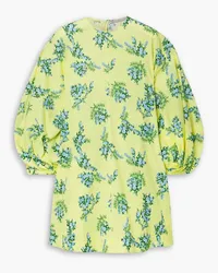 EMILIA WICKSTEAD Nelson floral-print Swiss-dot cotton-blend seersucker mini dress - Green Green