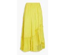 Pleated habotai maxi skirt - Yellow