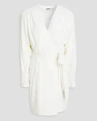 ROTATE Birger Christensen Sequined mesh mini wrap dress - White White