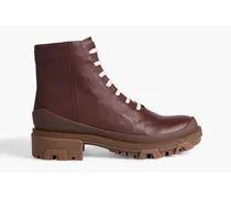 Shiloh rubber-trimmed leather ankle boots - Burgundy