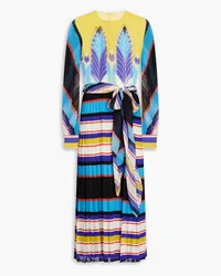 Valentino Garavani Pleated printed silk-georgette midi dress - Blue Blue