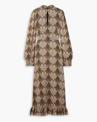 Etro Ruffled printed crepe midi dress - White White