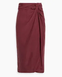 Rag & Bone Amber twist-front silk crepe de chine midi skirt - Burgundy Burgundy