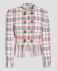 Veronica Beard Marlton fringed checked tweed jacket - White White