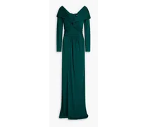 Twist-front draped jersey gown - Green