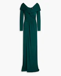 Zac Posen Twist-front draped jersey gown - Green Green