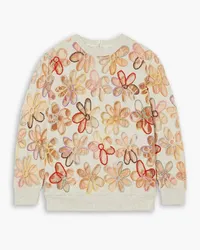 ASHISH Daisy Field embroidered cotton-blend jersey and tulle sweatshirt - Gray Gray